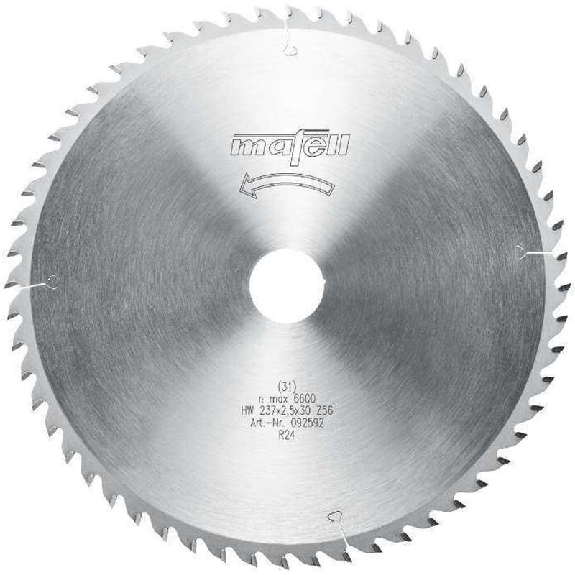 Mafell Sgeblatt-HM, 237 x 1,8/2,5 x 30 mm, Z 56, WZ, fr Querschnitte in Holz-Beschreibung lesen