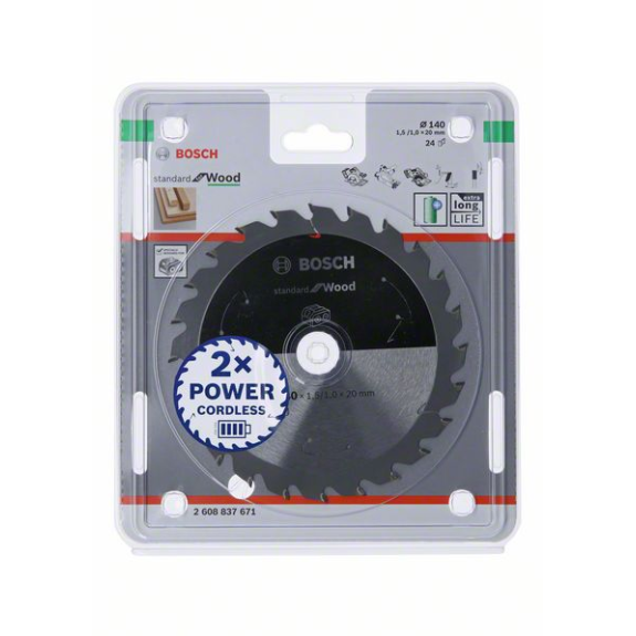 Bosch Akku-Kreissgeblatt Standard for Wood, 140 x 1,5/1 x 20, 24 Zhne-Beschreibung lesen