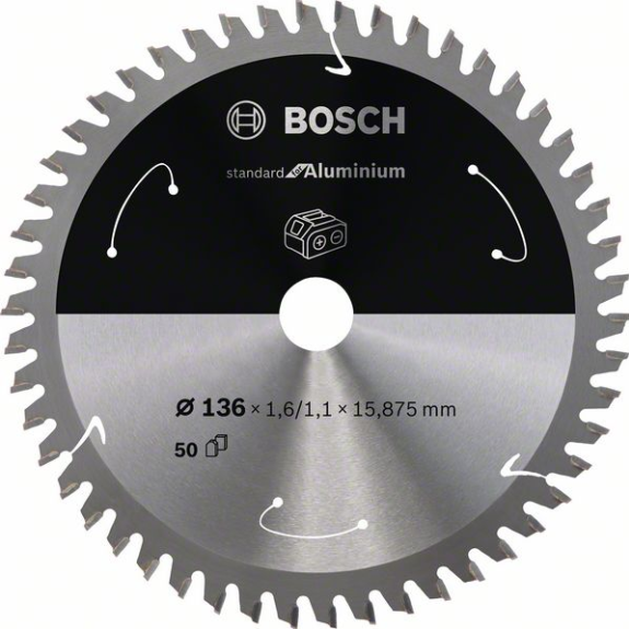 Bosch Akku-Kreissgeblatt Standard for Aluminium, 136 x 1,6/1,1 x 15,875, 50-Beschreibung lesen
