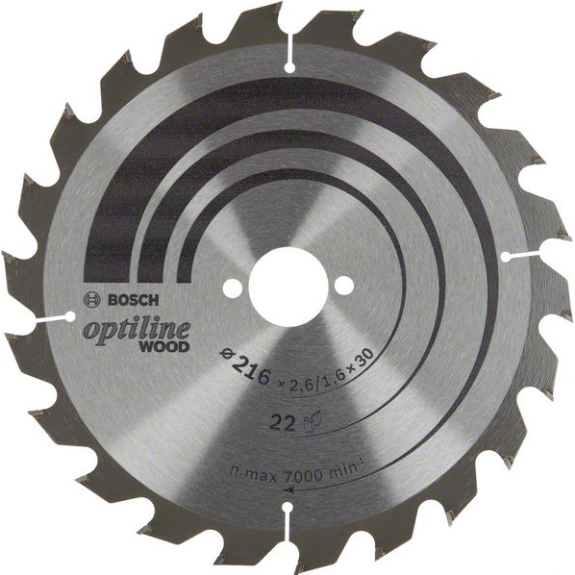 Bosch Optiline Wood Kreissgeblatt 216 x 2,6/1,6 x 30, 22 Zhne-Beschreibung lesen
