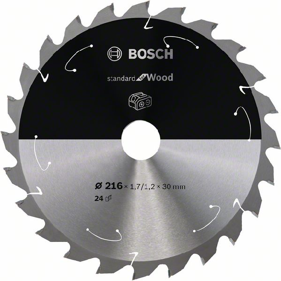 Bosch Akku-Kreissgeblatt, Standard for Wood, 216 x 1,7/1,2 x 30, 24 Zhne-Beschreibung lesen