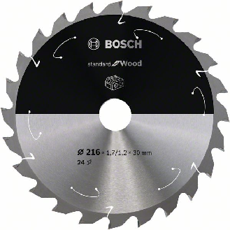Bosch Akku-Kreissgeblatt, Standard for Wood, 216 x 1,7/1,2 x 30, 24 Zhne-Beschreibung lesen