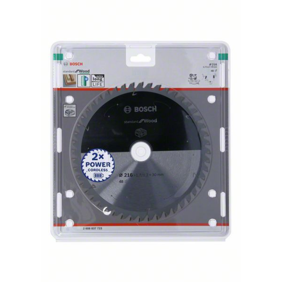 Bosch Akku-Kreissgeblatt Standard for Wood, 216 x 1,7/1,2 x 30, 48 Zhne-Beschreibung lesen