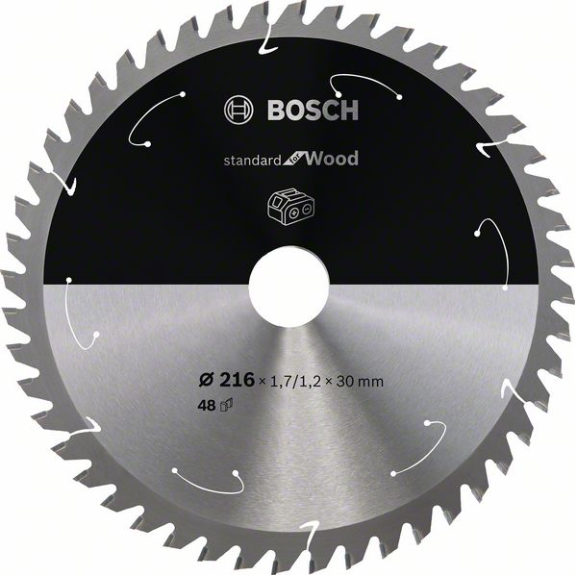 Bosch Akku-Kreissgeblatt Standard for Wood, 216 x 1,7/1,2 x 30, 48 Zhne-Beschreibung lesen