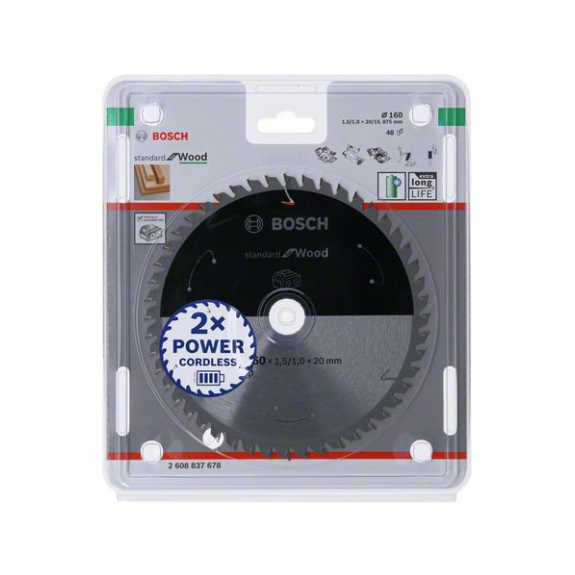 Bosch Akku-Kreissgeblatt Standard for Wood, 160 x 1,5/1 x 20, 48 Zhne-Beschreibung lesen