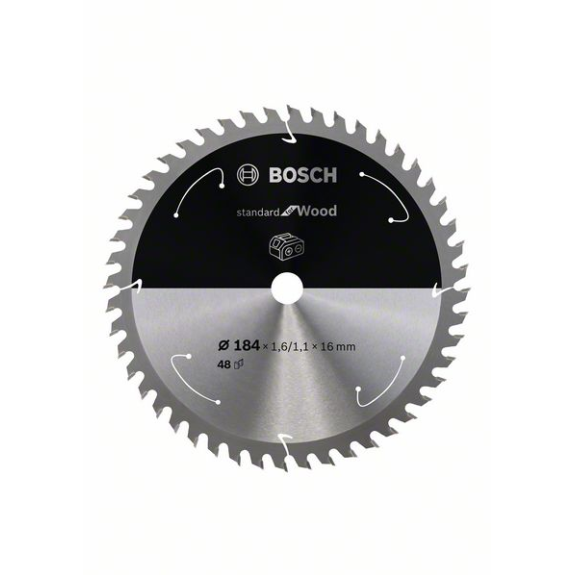 Bosch Akku-Kreissgeblatt Standard for Wood, 184 x 1,6/1,1 x 16, 48 Zhne-Beschreibung lesen