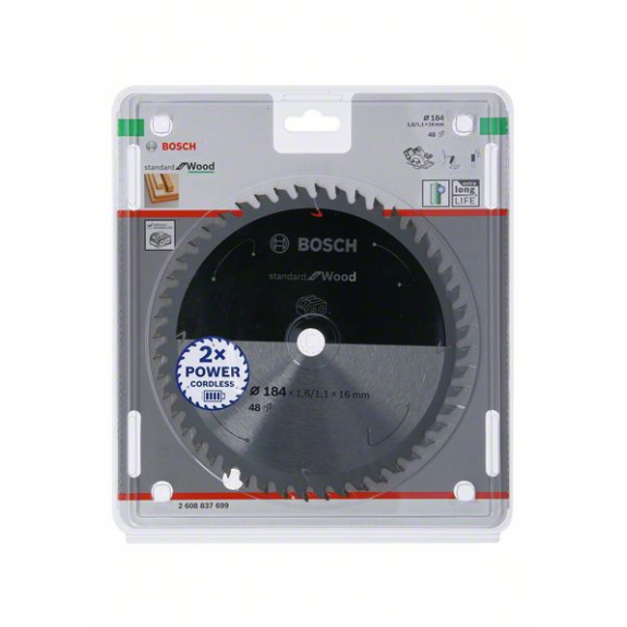 Bosch Akku-Kreissgeblatt Standard for Wood, 184 x 1,6/1,1 x 16, 48 Zhne-Beschreibung lesen