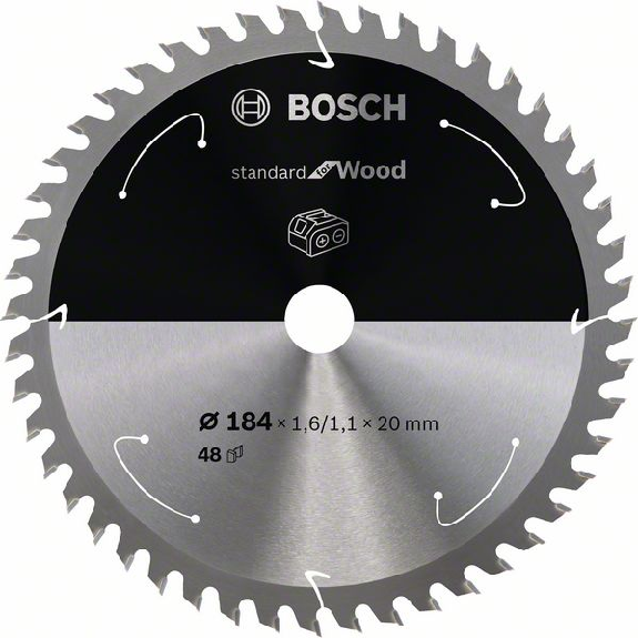 Bosch Akku-Kreissgeblatt Standard for Wood, 184 x 1,6/1,1 x 20, 48 Zhne-Beschreibung lesen