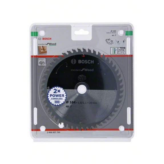 Bosch Akku-Kreissgeblatt Standard for Wood, 184 x 1,6/1,1 x 20, 48 Zhne-Beschreibung lesen
