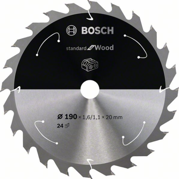 Bosch Akku-Kreissgeblatt Standard for Wood, 190 x 1,6/1,1 x 20, 24 Zhne-Beschreibung lesen