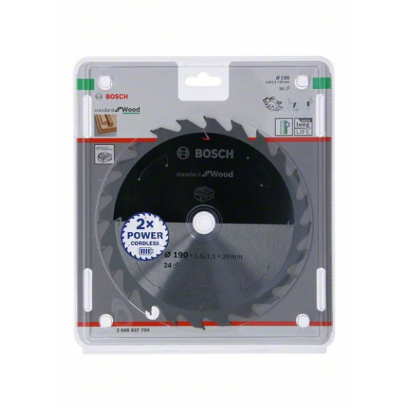 Bosch Akku-Kreissgeblatt Standard for Wood, 190 x 1,6/1,1 x 20, 24 Zhne-Beschreibung lesen