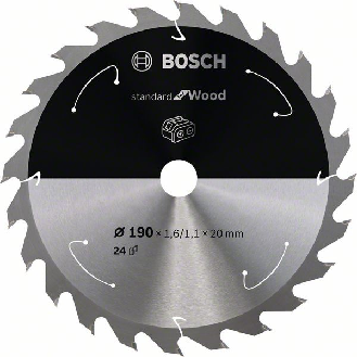 Bosch Akku-Kreissgeblatt Standard for Wood, 190 x 1,6/1,1 x 20, 24 Zhne-Beschreibung lesen