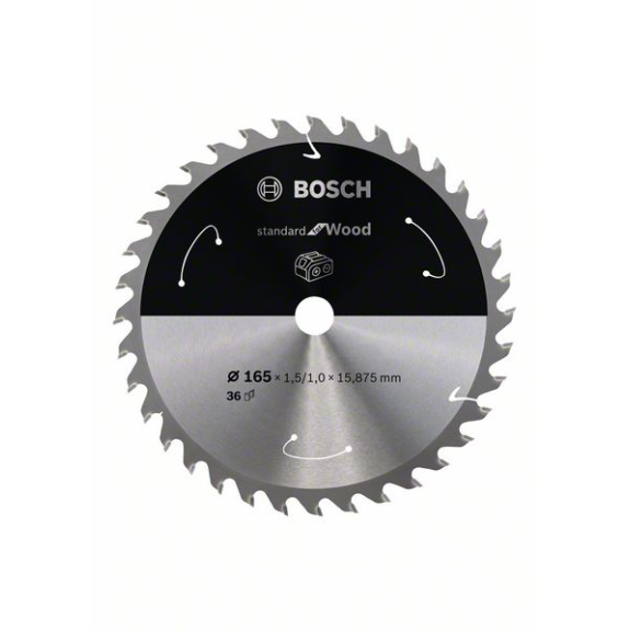 Bosch Akku-Kreissgeblatt Standard for Wood, 165 x 1,5/1 x 15,875, 36 Zhne-Beschreibung lesen