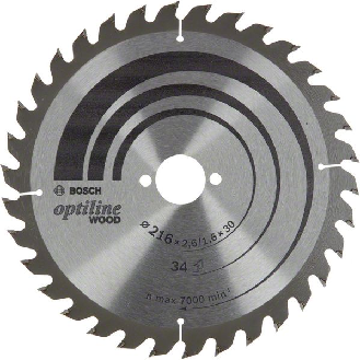 Bosch Optiline Wood Kreissgeblatt 216 x 2,6/1,6 x 30, 34 Zhne-Beschreibung lesen