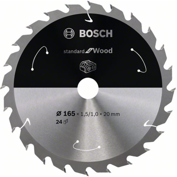 Bosch Akku-Kreissgeblatt Standard for Wood, 165 x 1,5/1 x 20, 24 Zhne-Beschreibung lesen