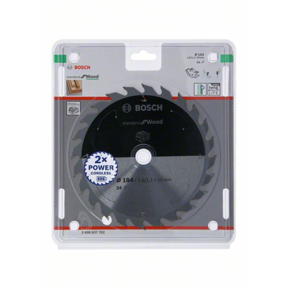 Bosch Akku-Kreissgeblatt Standard for Wood, 184 x 1,6/1,1 x 20, 24 Zhne-Beschreibung lesen