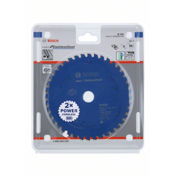Bosch Akku-Kreissgeblatt Expert for Stainless Steel, 160 x 1,6/1,3 x 20, 40-Beschreibung lesen