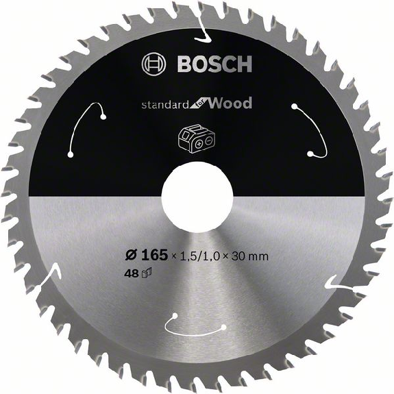 Bosch Akku-Kreissgeblatt Standard for Wood, 165 x 1,5/1 x 30, 48 Zhne-Beschreibung lesen