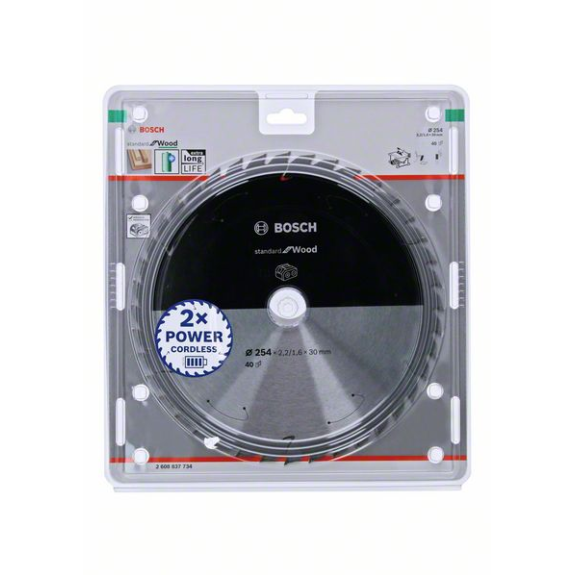 Bosch Akku-Kreissgeblatt Standard for Wood, 254 x 2,2/1,6 x 30, 40 Zhne-Beschreibung lesen