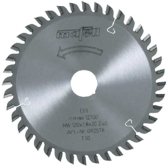 Mafell Sgeblatt-HM, 120 x 1,2/1,8 x 20 mm, Z 40, TR, fr Laminat-Beschreibung lesen