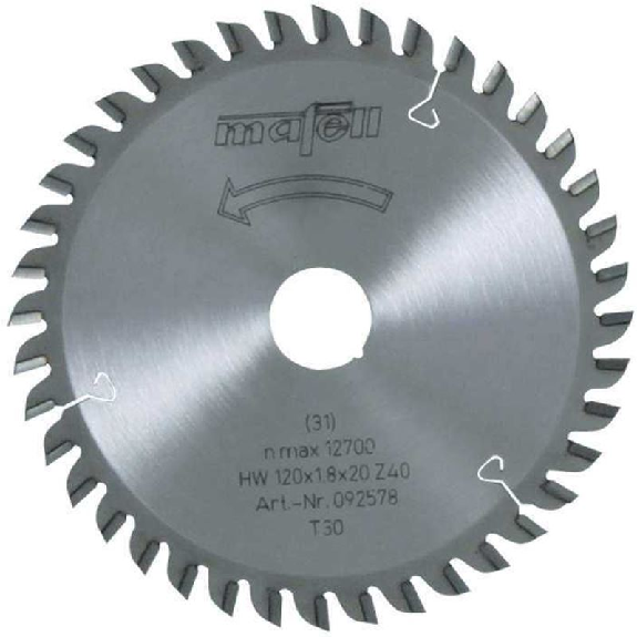 Mafell Sgeblatt-HM, 120 x 1,2/1,8 x 20 mm, Z 40, TR, fr Laminat-Beschreibung lesen