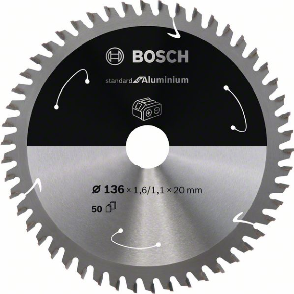 Bosch Akku-Kreissgeblatt Standard for Aluminium, 136 x 1,6/1,1 x 20, 50 Zhne-Beschreibung lesen