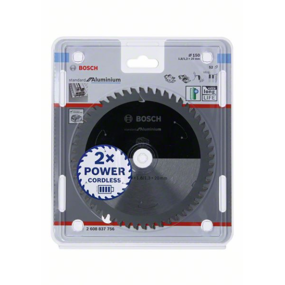 Bosch Akku-Kreissgeblatt Standard for Aluminium, 150 x 1,8/1,3 x 20, 52 Zhne-Beschreibung lesen