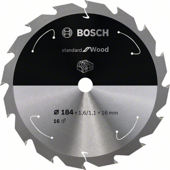 Bosch Akku-Kreissgeblatt Standard for Wood, 184 x 1,6/1,1 x 16, 16 Zhne-Beschreibung lesen