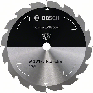 Bosch Akku-Kreissgeblatt Standard for Wood, 184 x 1,6/1,1 x 16, 16 Zhne-Beschreibung lesen