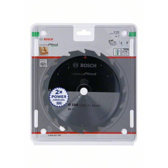 Bosch Akku-Kreissgeblatt Standard for Wood, 184 x 1,6/1,1 x 16, 16 Zhne-Beschreibung lesen
