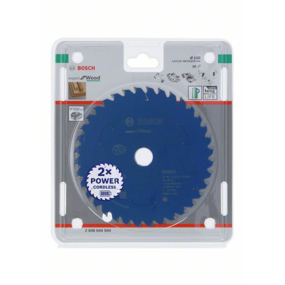 Bosch Akku-Kreissgeblatt Expert for Wood, 160 x 1,5/1 x 20, 36 Zhne-Beschreibung lesen