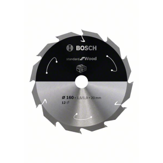 Bosch Akku-Kreissgeblatt Standard for Wood, 160 x 1,5/1 x 20, 12 Zhne-Beschreibung lesen