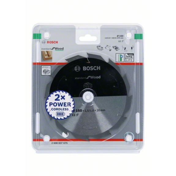 Bosch Akku-Kreissgeblatt Standard for Wood, 160 x 1,5/1 x 20, 12 Zhne-Beschreibung lesen