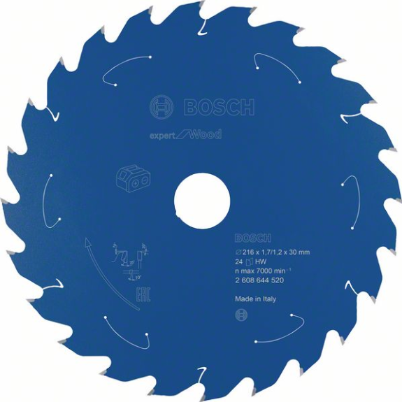 Bosch Akku-Kreissgeblatt Expert for Wood, 216 x 1,7/1,2 x 30, 24 Zhne,f.-Beschreibung lesen