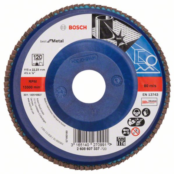 Bosch disque  lamelles X571 Best for Metal, droit, 125 mm, 120, plastique-Lire la description