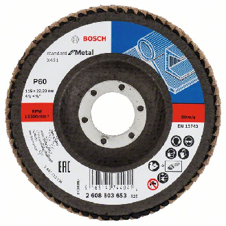 Bosch Fcherschleifscheibe X431 Standard for Metal, gewinkelt, 115 mm, 22,23 mm-Beschreibung lesen