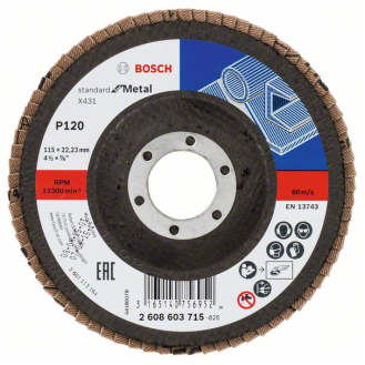 Bosch Fcherschleifscheibe X431 Standard for Metal, gerade, 115 mm, 120-Beschreibung lesen