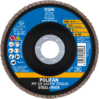 Pferd POLIFAN Fcherscheibe PFF 125x22,23 mm flach A40 Universallinie PSF-Beschreibung lesen