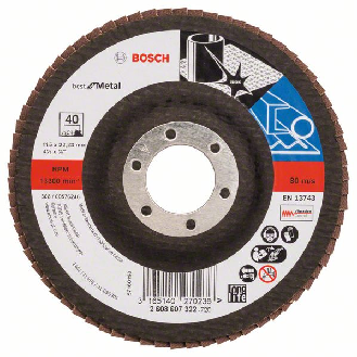 Bosch Fcherschleifscheibe X571 Best for Metal, gerade, 115 mm, 40, Glasgewebe-Beschreibung lesen
