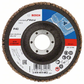 Bosch Fcherschleifscheibe X431 Standard for Metal, gewinkelt, 115 mm, 22,23 mm-Beschreibung lesen