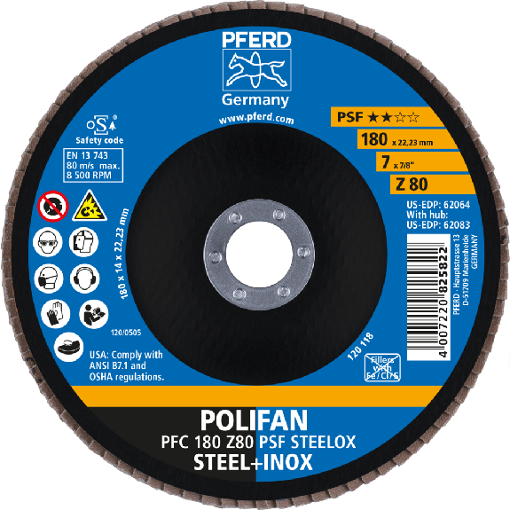 Pferd POLIFAN Fcherscheibe PFC 180x22,23 mm konisch Z80 Uni.-Linie PSF STEELOX Pferd POLIFAN Fcherscheibe PFC 180x22,23 mm konisch Z80 Uni.-Linie PSF STEELOX-Beschreibung lesen