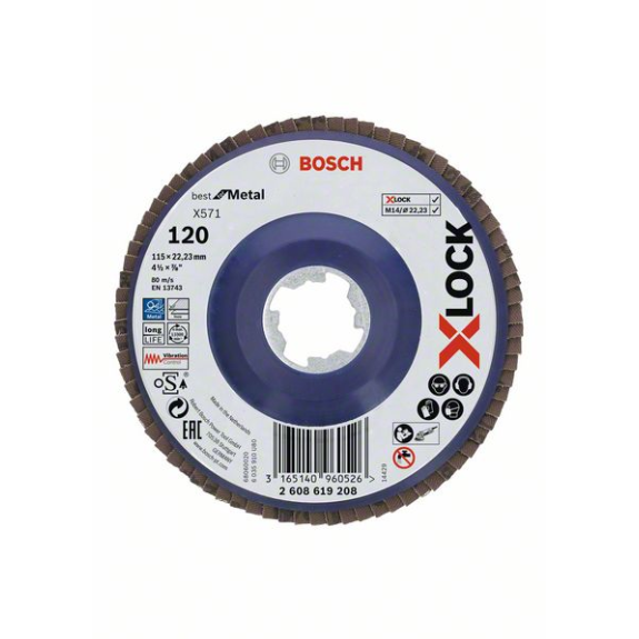 Bosch X-LOCK Fcherschleifscheibe, X571, Best for Metal, gerade, 115 mm, K 120-Beschreibung lesen
