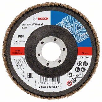 Bosch Fcherschleifscheibe X431 Standard for Metal, gewinkelt, 115 mm, 22,23 mm-Beschreibung lesen