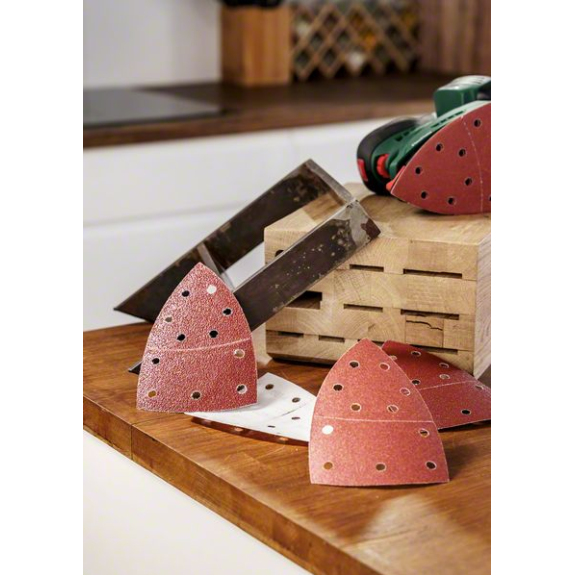 Schleifblatt-Set für Multischleifer, 25-teilig, 11 Löcher, 102 x 62 mm, 40 - 180-Beschreibung lesen