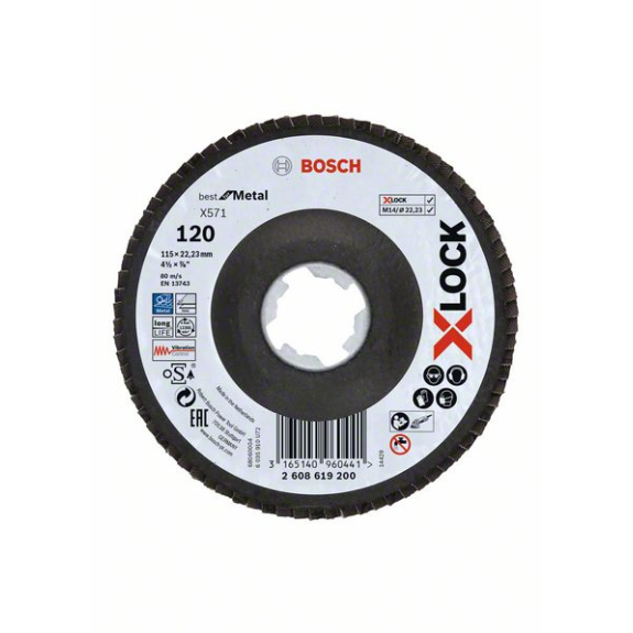 Bosch X-LOCK Fcherschleifscheibe, X571, Best for Metal, abgewinkelt 115 mm-Beschreibung lesen