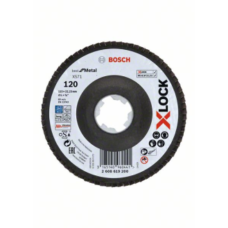 Bosch X-LOCK Fcherschleifscheibe, X571, Best for Metal, abgewinkelt 115 mm-Beschreibung lesen