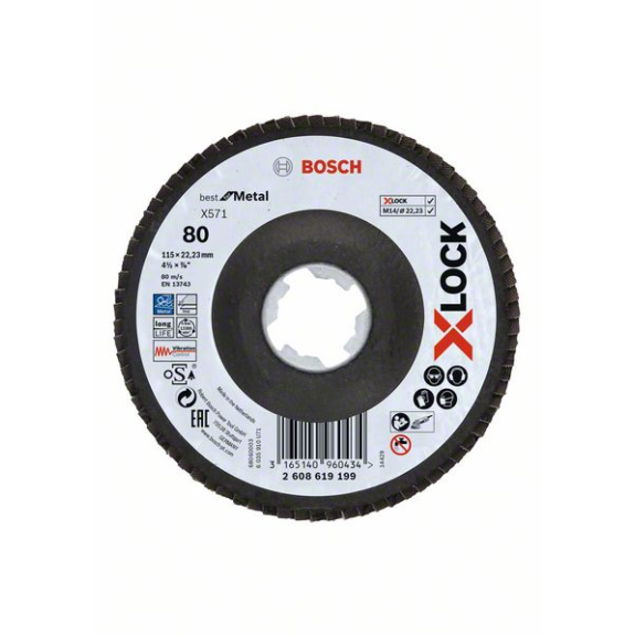 Bosch X-LOCK Fcherschleifscheibe, X571, Best for Metal, abgewinkelt 115 mm K-Beschreibung lesen