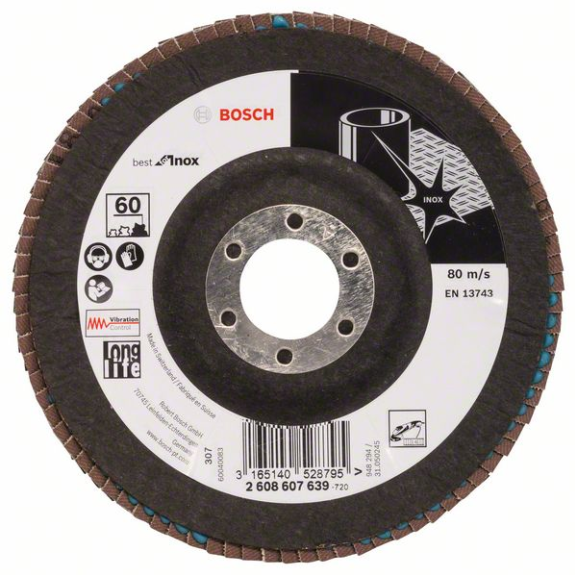 Bosch Fcherschleifscheibe X581 Best for Inox, gewinkelt, 125 mm, 60, Glasgewebe-Beschreibung lesen