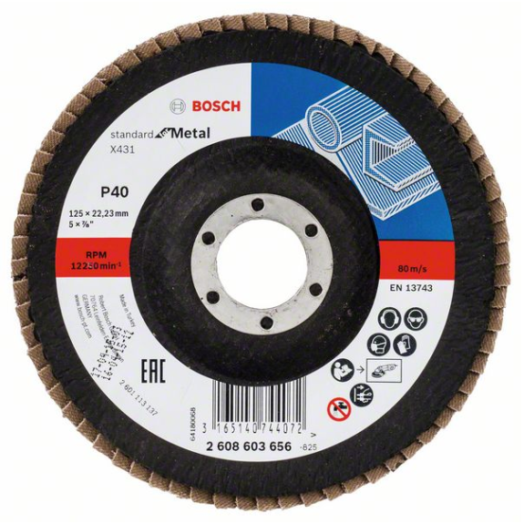 Bosch Fcherschleifscheibe X431 Standard for Metal, gewinkelt, 125 mm, 22,23 mm-Beschreibung lesen