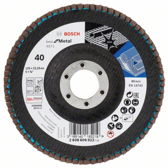 Bosch disque  lamelles X571 Best for Metal, coud, 115 mm, 40-Leer más